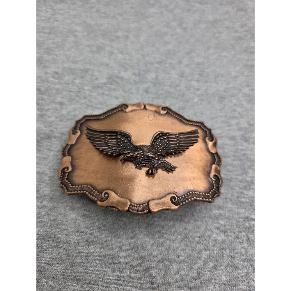 Vintage Winged American Eagle Solid Bronze Scalloped Buckle
